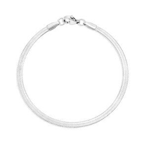 Silver Herringbone Bracelet – Hypoallergenic, Tarnish & Water-Resistant, Luxury
